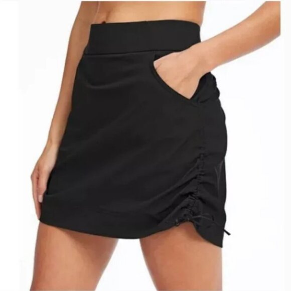 COLUMBIA Anytime Casual Skort XL Black Shorts w/ Skirt Overlay Ruched Pull Cord - Picture 1 of 11